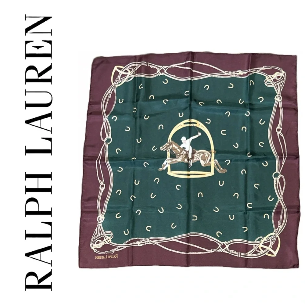 Ralph Lauren VINTAGE‎ Equestrian 100 Silk Scarf